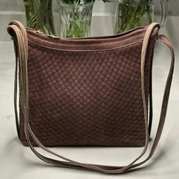 Bally Handbags - Bally Brown Suede Quilted Leather Shoulder Bag Vintage